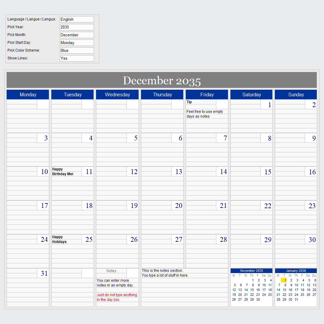 Office Monthly Calendar Office Monthly Calendar | Techronology