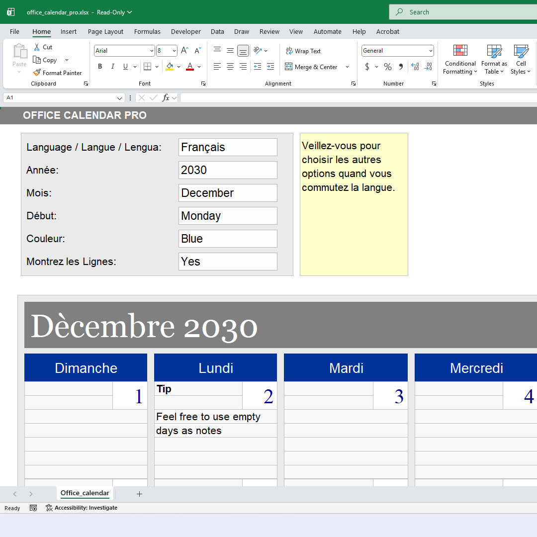 Office Monthly Calendar Office Monthly Calendar | Techronology